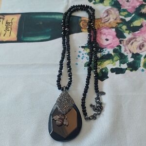 Joan Rivers Black and Gold Pendant Necklace